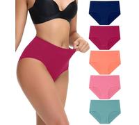 wirarpa Donna Vita Alta Culotte Elasticizzato Mutande Cotone Slip a Vita Media Intimo Pacco da 5 Multicolor Taglia M