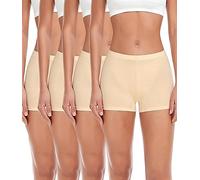 wirarpa Mutande Boxer Donna Culotte a Pantaloncino Cotone Shorts Intimo con Cavallo Cotone Pacco da 4 Beige Taglia S