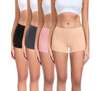 wirarpa Mutande Boxer Donna Culotte a Pantaloncino Cotone Shorts Intimo con Cavallo Cotone Pacco da 4 Schwarz/Dunkelgrau/Dunkelrosa/Beige Taglia L