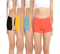 wirarpa Mutande Boxer Donna Culotte a Pantaloncino Cotone Shorts Intimo con Cavallo Cotone Pacco da 4 Nero/Verde/Arancio/Giallo Taglia XL