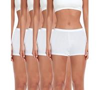 wirarpa Mutande Boxer Donna Culotte a Pantaloncino Cotone Shorts Intimo con Cavallo Cotone Pacco da 4 Bianco Taglia XL