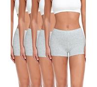 wirarpa Mutande Boxer Donna Culotte a Pantaloncino Cotone Shorts Intimo con Cavallo Cotone Pacco da 4 Grigio Taglia S