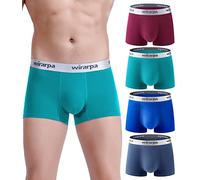 wirarpa Mutande Boxer Uomo Cotone Mutande Intimo Elasticizzato, Pacco da 4, Taglia M