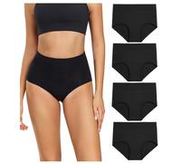 wirarpa Mutande da Donna Intimo in Cotone Slip a Vita Alta Uomo, Nero Confezione da 4, M