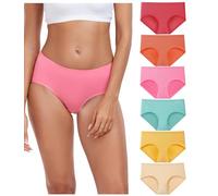 wirarpa Mutande Donna Cotone Vita Media Comode Slip Elasticizzato Intimo di Base Pacco da 6 Multicolor Taglia L