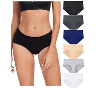wirarpa Mutande Donna Cotone Vita Media Comode Slip Elasticizzato Intimo di Base Pacco da 6 Nero,Grigio,Blu Scuro,Grigio Chiaro,Bianco,Beige Taglia M