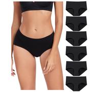 wirarpa Mutande Donna Cotone Vita Media Comode Slip Elasticizzato Intimo di Base Pacco da 6 Nero Taglia XS