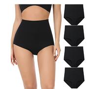 wirarpa Mutande Donna Cotone Vita Super Alta Slip Donna Mutantina Elastiche Culotte Piena Copertura Pacco da 4 Nero Taglia 6XL