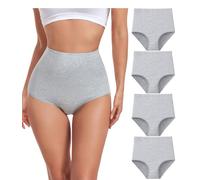 wirarpa Mutande Donna Cotone Vita Super Alta Slip Donna Mutantina Elastiche Culotte Piena Copertura Pacco da 4 Grigio Taglia L