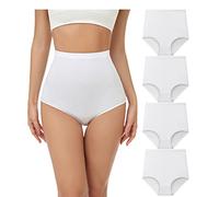 wirarpa Mutande Donna Cotone Vita Super Alta Slip Donna Mutantina Elastiche Culotte Piena Copertura Pacco da 4 Bianca Taglia 3XL