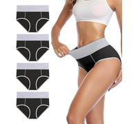 wirarpa Mutande Donna Culotte Vita Alta in Cotone Pacco da 4 Nero Taglia XXXXL