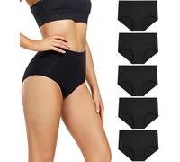 wirarpa Mutande Donna Slip Vita Alta Culotte in Cotone Nero Pacco da 5 Taglia XS