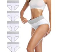 wirarpa Mutande Donna Vita Alta Slip Cotone Mutantina Elastiche Pantaloncini Post Parto Pacco da 5 Bianco Taglia XS