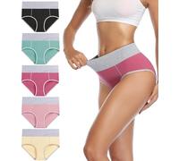 wirarpa Mutande Donna Vita Alta Slip Cotone Mutantina Elastiche Pantaloncini Post Parto Pacco da 5 Multicolori-A Taglia XXL
