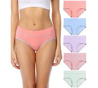wirarpa Mutande Slip Donna Vita Media in Cotone Elasticizzato Pacco da 5 Multicolore Taglia L
