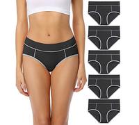 wirarpa Mutande Slip Donna Vita Media in Cotone Elasticizzato Pacco da 5 Nero Taglia XL