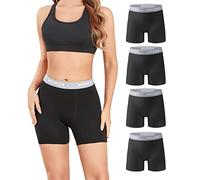 wirarpa Pantaloncini Sottogonna Donna Cotone Boxer Antisfregamento Vita Alta Mutande Shorts Elasticizzati 5,5 Pollici Inseam 4 Pezzi Nero Taglia L