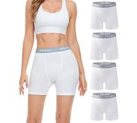 wirarpa Pantaloncini Sottogonna Donna Cotone Boxer Antisfregamento Vita Alta Mutande Shorts Elasticizzati 5,5 Pollici Inseam 4 Pezzi Bianco Taglia S