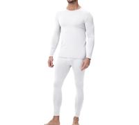 wirarpa Set di Intimo Termico Uomo in Cotone - Maglia Termica a Maniche Lunghe Leggera e Pantaloni da Pigiama, Bianco, Taglia M