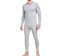 wirarpa Set di Intimo Termico Uomo in Cotone - Maglia Termica a Maniche Lunghe Leggera e Pantaloni da Pigiama, Grigio Heather, Taglia L