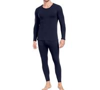 wirarpa Set di Intimo Termico Uomo in Cotone - Maglia Termica a Maniche Lunghe Leggera e Pantaloni da Pigiama, Blu Navy, Taglia L