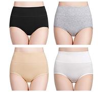 wirarpa - Slip da Donna in Cotone, a Vita Alta, Copertura Completa, Confezione Multipla - - L