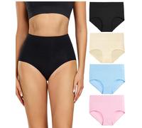 wirarpa - Slip da Donna in Cotone, a Vita Alta, Copertura Completa, Confezione Multipla - Multicolore - L