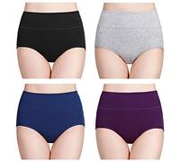 wirarpa - Slip da Donna in Cotone, a Vita Alta, Copertura Completa, Confezione Multipla - Multicolore - M