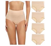 wirarpa - Slip da Donna in Cotone, a Vita Alta, Copertura Completa, Confezione Multipla, Multicolore (Nude-4 Pack), 3X-Large