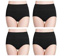 wirarpa - Slip da Donna in Cotone, a Vita Alta, Copertura Completa, Confezione Multipla - Nero - L