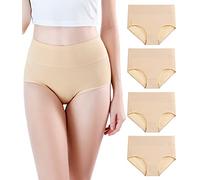 wirarpa Slip Donna Mutande Vita Alta Modal Elasticizzato Culotte Comode Pacco da 4 Beige Taglia XXXL