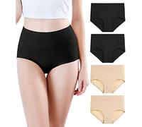 wirarpa Slip Donna Mutande Vita Alta Modal Elasticizzato Culotte Comode Pacco da 4 Nero, Beige Taglia XXXL