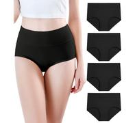 wirarpa Slip Donna Mutande Vita Alta Modal Elasticizzato Culotte Comode Pacco da 4 Nero Taglia L