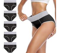 wirarpa Slip Elasticizzato Mutande Donna Cotone Vita Alta Pacco 5 Nero XL