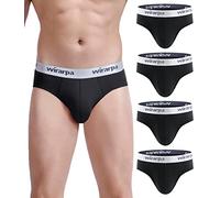 wirarpa Slip Intimo Uomo 95% Cotone Mutande Pacco da 4 Elasticizzato Underwear Uomo Nero Taglia S