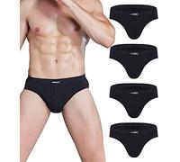 wirarpa Slip Uomo 100% Cotone Mutande Intimo Pacco da 4, Nero - Taglia S