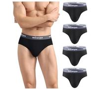 wirarpa Slip Uomo in Modale Elasticizzato Mutande Uomo Comode e Traspiranti, Senza Etichetta, 4 Paia Nero L