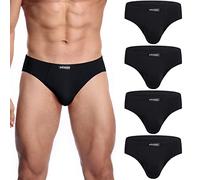 wirarpa Slip Uomo Microfibra Pacco da 4 Mutande Elastico Nero Taglia XXL