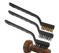 Wire Brush, Steel Wire Brushes, Brass Scrubber with Ergonomic Curved Handle, Sturdy Rust-Removing Toothbrush, for Bike Chains, Industrial Equipment, and Heavy-Duty Cleaning