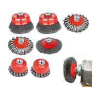 Wire Cup Brush - Wire Wheel Cup Brush Set | 7pcs Wire Attachment for Angle Grinders, Professional Grinding Tool Kit, Metal Cleaning Accessory for Weld Prep, Rust Removal, and Polishing