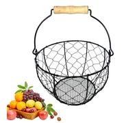 Wire Egg Basket - 7.87 inch vintage egg storage | Iron metal kitchen organizer - farmhouse wire eggs collector basket with handle for vegetables eggs pantry home use