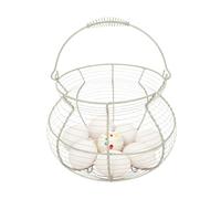 Wire Egg Basket - Iron 20×15cm | Kitchen Storage Basket with urable Handle Design, Farmhouse Decor, Fresh Eg Collection, Handle Counter Egg Holder | Home, Farmhouse