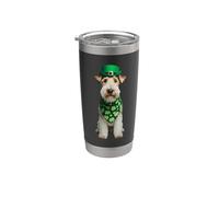 Wire Fox Terrier Dog St Patrick's Day Proprietario di Saint Paddy Bicchiere termico in acciaio inox doppia parete