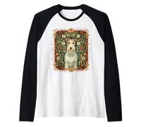 Wire Fox Terrier Stile William Morris Maglia con Maniche Raglan