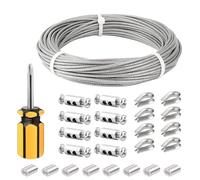 Wire Rope Kit Kit cavi 20M/3mm Cavo metallico in acciaio inossidabile rivestito in PVC for balaustra in filo da giardino for piante rampicanti