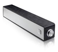 Wired Computer Sound Bar, USB-Powered PC Speakers; MICA M30 Wooden Wired LED Volume Control Mini Speakers for Multiple Devices (with 3.5mm AUX & PC input)