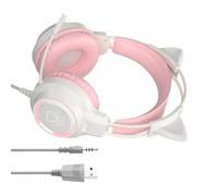 Wired PC Headset Cat Ear Cute Light - up Game Headset Wired for PC for Home