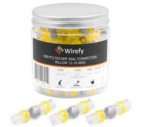 Wirefy 100 PZ Connettori Testa-Testa Saldanti - Kit Capicorda Termoretraibili - Terminali Isolanti Saldare - Giallo 4-6 mm²