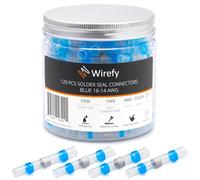 Wirefy 120 PZ Connettori Testa-Testa Saldanti - Kit Capicorda Termoretraibili - Terminali Isolanti Saldare - Blu 1,5-2,5 mm²