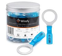 Wirefy 130 PZ Connettori Occhiello M12 - Kit Terminali Anello Termoretraibili - Capicorda Elettrici Crimpare - Blu 1,5-2,5 mm